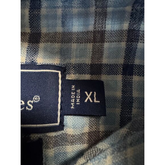 Vineyard Vines Classic Fit Shirt Mens XL 100% Linen Windowpane Plaid Preppy - Picture 3 of 6